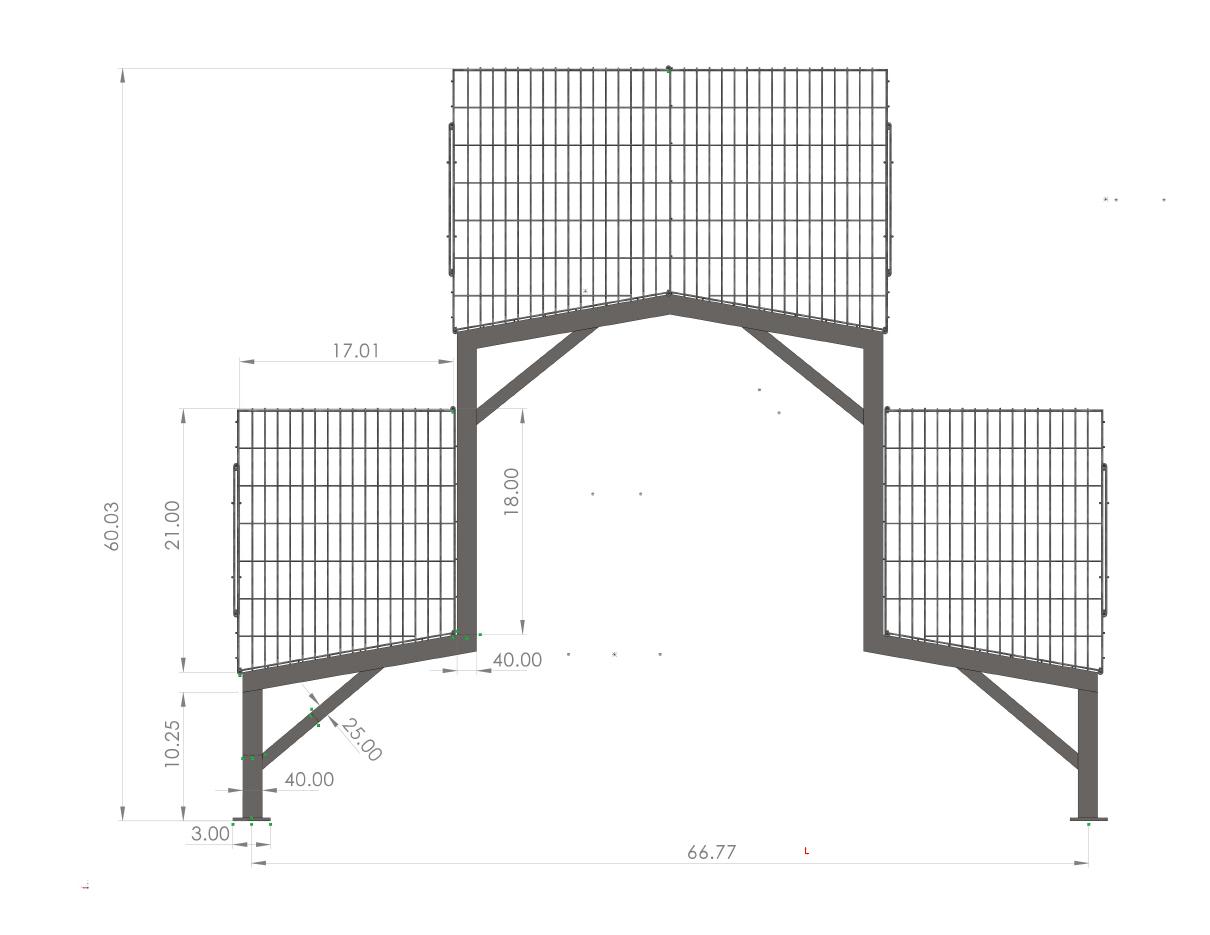 Breeder cage front elevation drawing with dimensions — Bharat Poultry Equipments